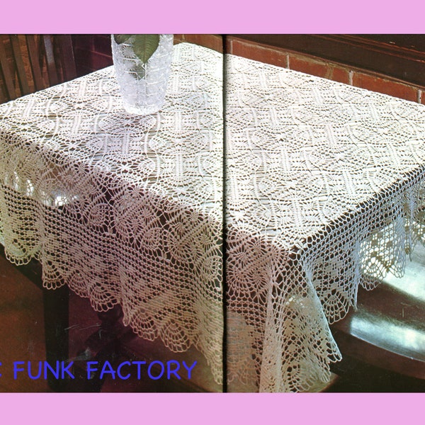 Pineapple Crochet Pattern - Vintage Table Cloth Pattern Thread Crochet Tablecloth DIY Crochet - PDF Crochet Pattern