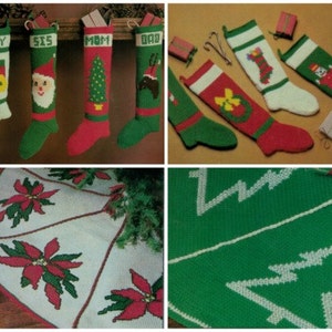 Vintage Crochet Pattern Christmas Tree Skirts & Stockings Santa Stocking PDF Digital Crochet Pattern Instant Download