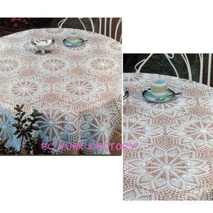 Tablecloth Crochet Pattern - Vintage 70&#39;s Round Table cover Thread Crochet - PDF Crochet Pattern Instant Download