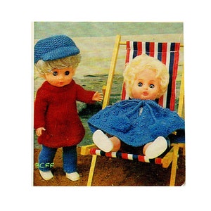 Doll Ponch Knitting Pattern - Doll Dress - Slacks - Cap - Fits 12&quot; to 20&quot; Dolls PDF Knitting Pattern Instant Download