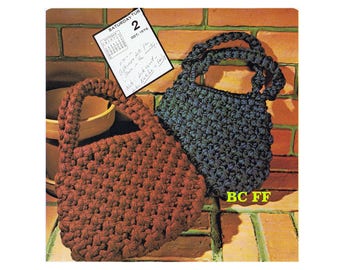 Macrame Purse Patterns Women's Vintage 1970's Macrame Handbag PDF Macrame Pattern Instant Download