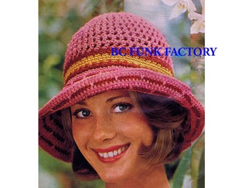 Crochet Pattern Womens Floppy Hat Vintage 70's Summer Hat PDF Crochet Pattern