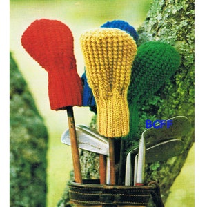 Golf Club Covers Knitting Pattern - Vintage 1970&#39;s Golf Club Covers PDF Knitting Pattern Instant Download