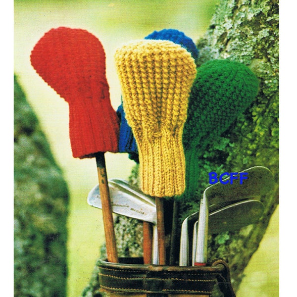 Golf Club Covers Knitting Pattern - Vintage 1970's Golf Club Covers PDF Knitting Pattern Instant Download