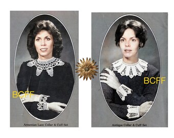 Crochet Pattern Womens Collars Vintage 70's Thread Crochet Collars & Cuffs Crochet Pattern PDF