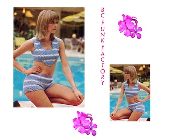Crochet Pattern Womens Short Set Vintage 1970's Boho Short Shorts & Top DK Yarn Crochet Pattern PDF