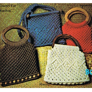 Macrame Purse Pattern - Women's Purse Macrame - Vintage PDF Macrame Pattern Instant Download