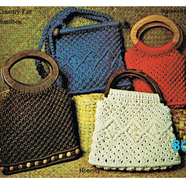 Macrame Purse Pattern - Women's Purse Macrame - Vintage PDF Macrame Pattern Instant Download