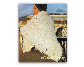 Crochet Shawl Pattern Lacy Shell Pattern Women's Vintage Shawl Wrap PDF Crochet Pattern