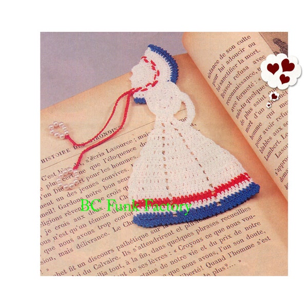 Crochet Pattern Bookmark Vintage Lady bookmark Crochet Pattern PDF