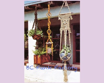 Patrón de macramé en PDF - Macetero colgante de macramé, colgador de macetas de macramé. Patrón de macramé DIY - Macramé vintage de los años 70