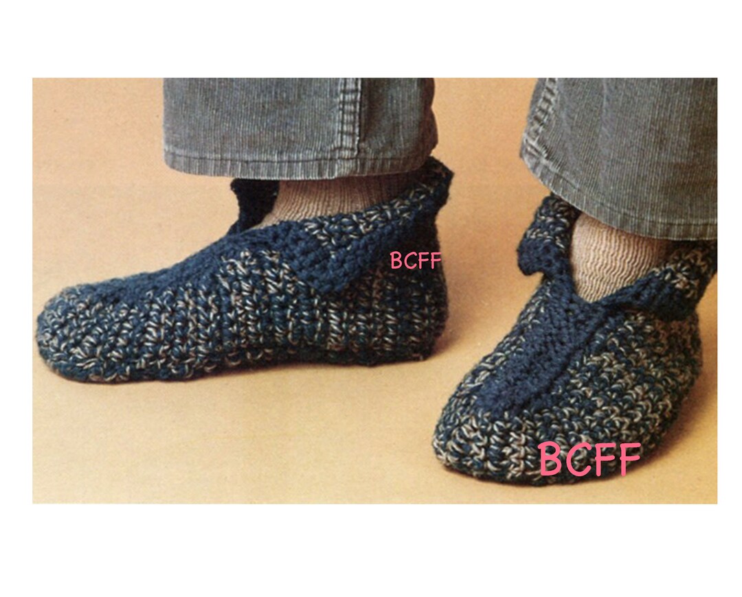 Vintage Crochet Patterns Easy Quick Simple Men's Slipper Socks House ...