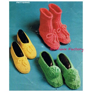 Vintage Slipper Knitting Pattern Small Medium Large Women Children PDF Knitting Pattern Instant Download