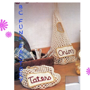 Crochet Pattern - Vegetable Bag Storage - Vintage Crochet Storage Bags - Mesh Storage Bag Crochet - PDF Crochet Pattern - DIY Crochet