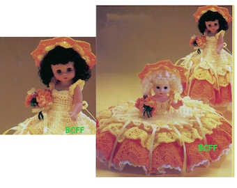 Bed Doll Crochet Pattern - Vintage Doll Dress for Music Box Doll Or Pillow Doll - PDF Crochet Pattern