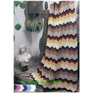 Afghan Ripple Crochet Pattern - 70's Home Decor - Chevron Blanket Throw PDF Crochet Pattern