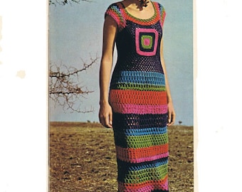 Crochet Pattern Women's Summer BOHO Maxi Dress 1970's Retro  PDF Crochet Pattern Instant Download