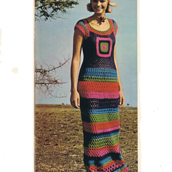 Crochet Pattern Women's Summer BOHO Maxi Dress 1970's Retro  PDF Crochet Pattern Instant Download