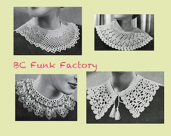 Vintage 30's Crochet Collar Patterns - Thread Crochet - Lace Collars - Dress Collars - PDF Crochet Pattern Printable Download