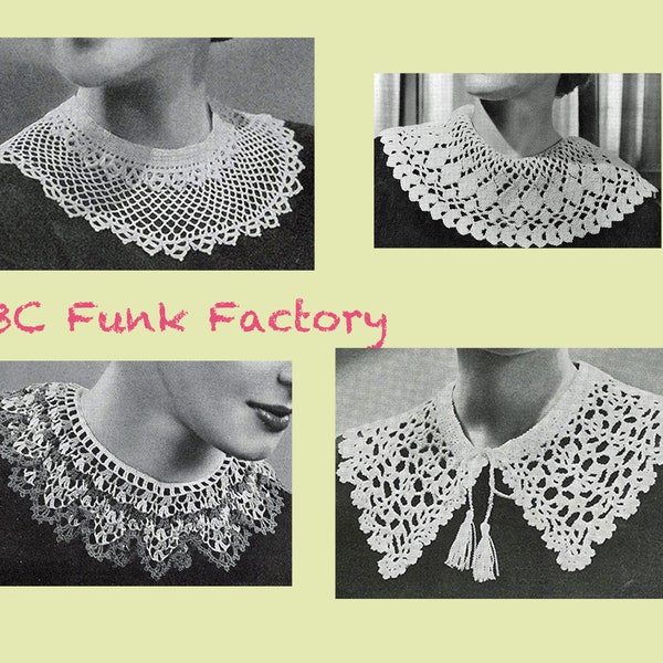 Vintage 30's Crochet Collar Patterns - Thread Crochet - Lace Collars - Dress Collars - PDF Crochet Pattern Printable Download