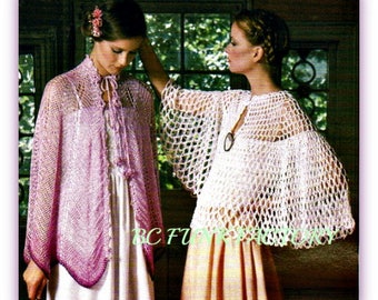 1970's BOHO Women's Caped Bodice Crochet Tops - Two Patterns Vintage PDF Crochet Pattern Instant Download