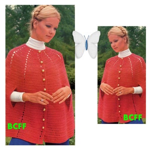 Crochet Pattern Women Cape Vintage 70&#39;s Simple to Make Crocheted Cape Crochet Pattern PDF