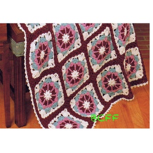 Afghan Crochet Pattern - Granny Squares - Vintage Crochet Blanket Home Decor Crochet - PDF Crochet Pattern Instant Download