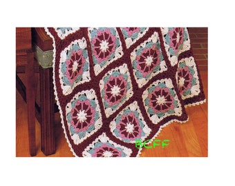 Afghan Crochet Pattern - Granny Squares - Vintage Crochet Blanket Home Decor Crochet - PDF Crochet Pattern Instant Download