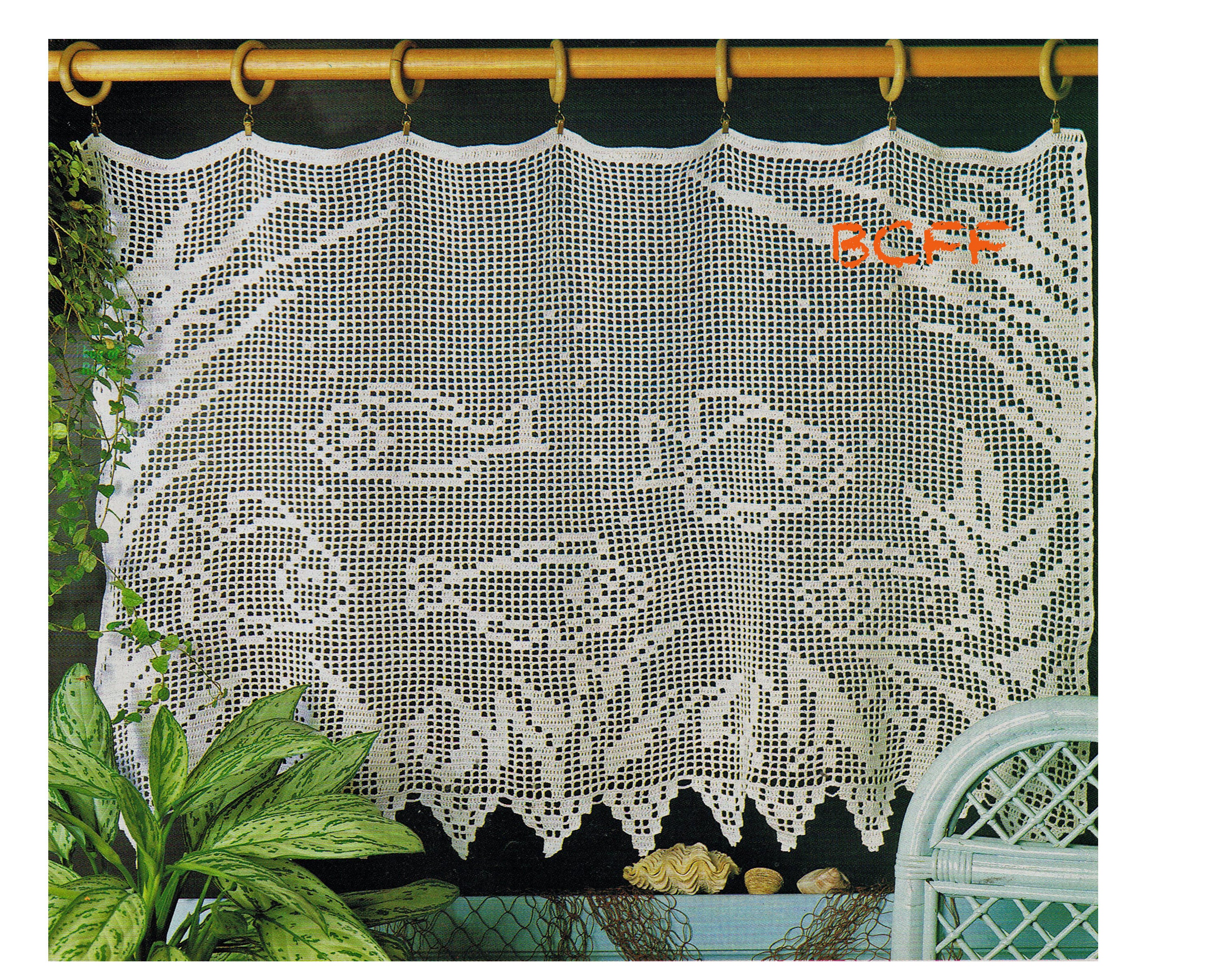 Filet Crochet Cafe Curtains Inspired by Mary Card Designs – Long