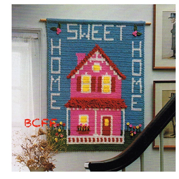 Crochet Wall Hanging - Home Sweet Home - Crochet Home Decor - PDF Crochet Pattern Instant Download