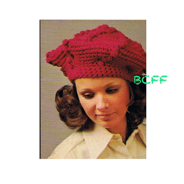 Beret Tam Crochet Pattern Women's Vintage 1970's Hat PDF Crochet Pattern Instant Download