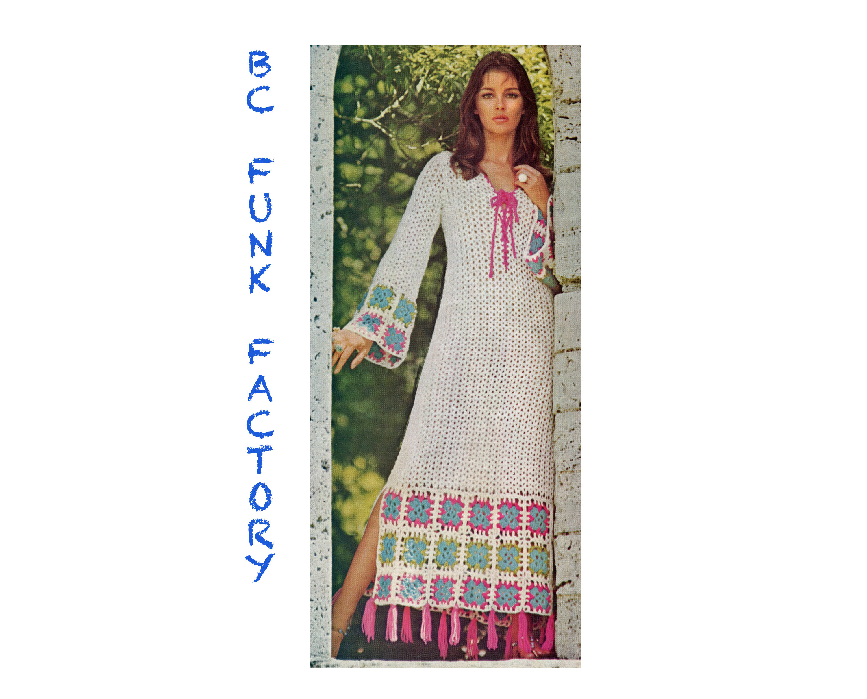 30 Maxi Dress Crochet Patterns to Make Stunning Handmade Outfits 27 1970s Granny Square Maxi Dress