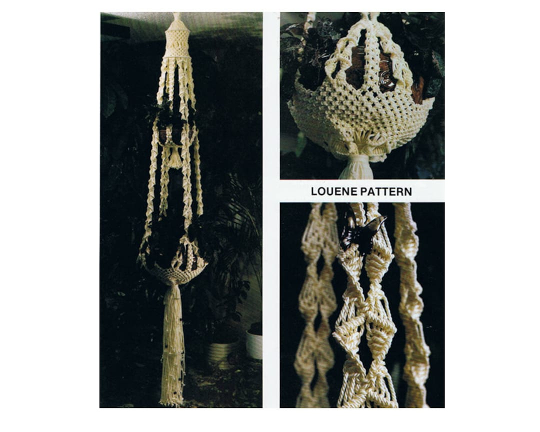 Macrame Plant Hanger Pattern Vintage Double Plant Holder PDF Macrame