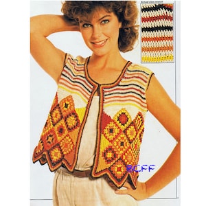 Women&#39;s Crochet Top Pattern Vintage Granny Square Bolero Vest PDF Crochet Pattern
