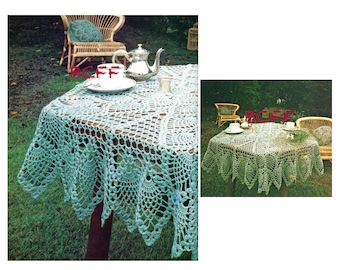 Tablecloth Crochet Pattern - Vintage Thread Crochet Pineapples Round Table Cloth  PDF Crochet Pattern