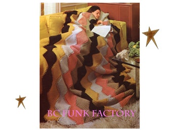 Crochet Pattern Blanket Pattern Vintage Wave Throw Afghan Crochet Pattern PDF