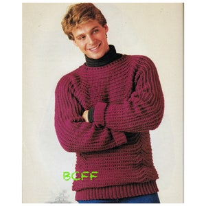 Men's Sweater Crochet Pattern - Sizes Small - Medium - Large - PDF Crochet Pattern Instant Download