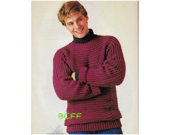 Men's Sweater Crochet Pattern - Sizes Small - Medium - Large - PDF Crochet Pattern Instant Download