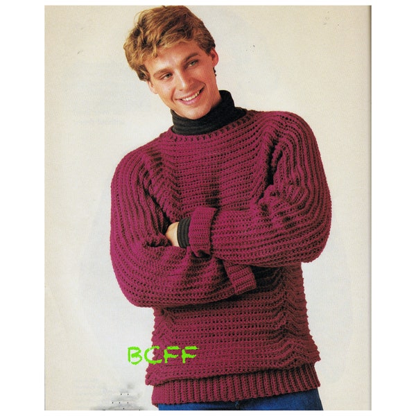 Men's Sweater Crochet Pattern - Sizes Small - Medium - Large - PDF Crochet Pattern Instant Download