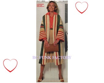Crochet Pattern Womens Coat Vintage 70's Retro PDF Crochet Pattern for Women