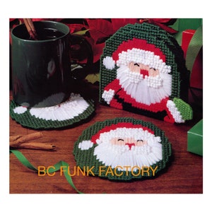 Plastic Canvas Pattern Santa Claus Coaster Christmas Pattern - Vintage Plastic Canvas Pattern PDF