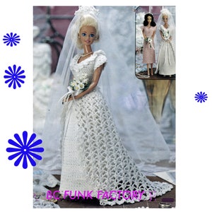 Crochet Pattern Fashion Doll Wedding Dress & Bridesmaid Dress Vintage Thread Crochet PDF Crochet Pattern