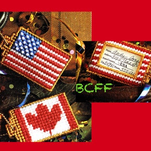 Plastic Canvas Pattern  Luggage Tag Holders - USA - Canada - Vintage - PDF Plastic Canvas Pattern - DIY Plastic Canvas - 7 mesh