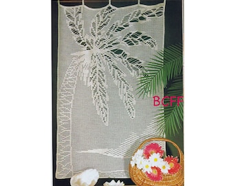 Rideau palmier, motif au crochet, filet vintage au crochet, PDF, motif au crochet, fil numérique, motif au crochet, téléchargement immédiat
