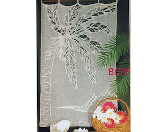 Palm Tree Curtain Crochet Pattern Vintage Filet Crochet PDF Crochet Pattern Digital Thread Crochet pattern Instant Download