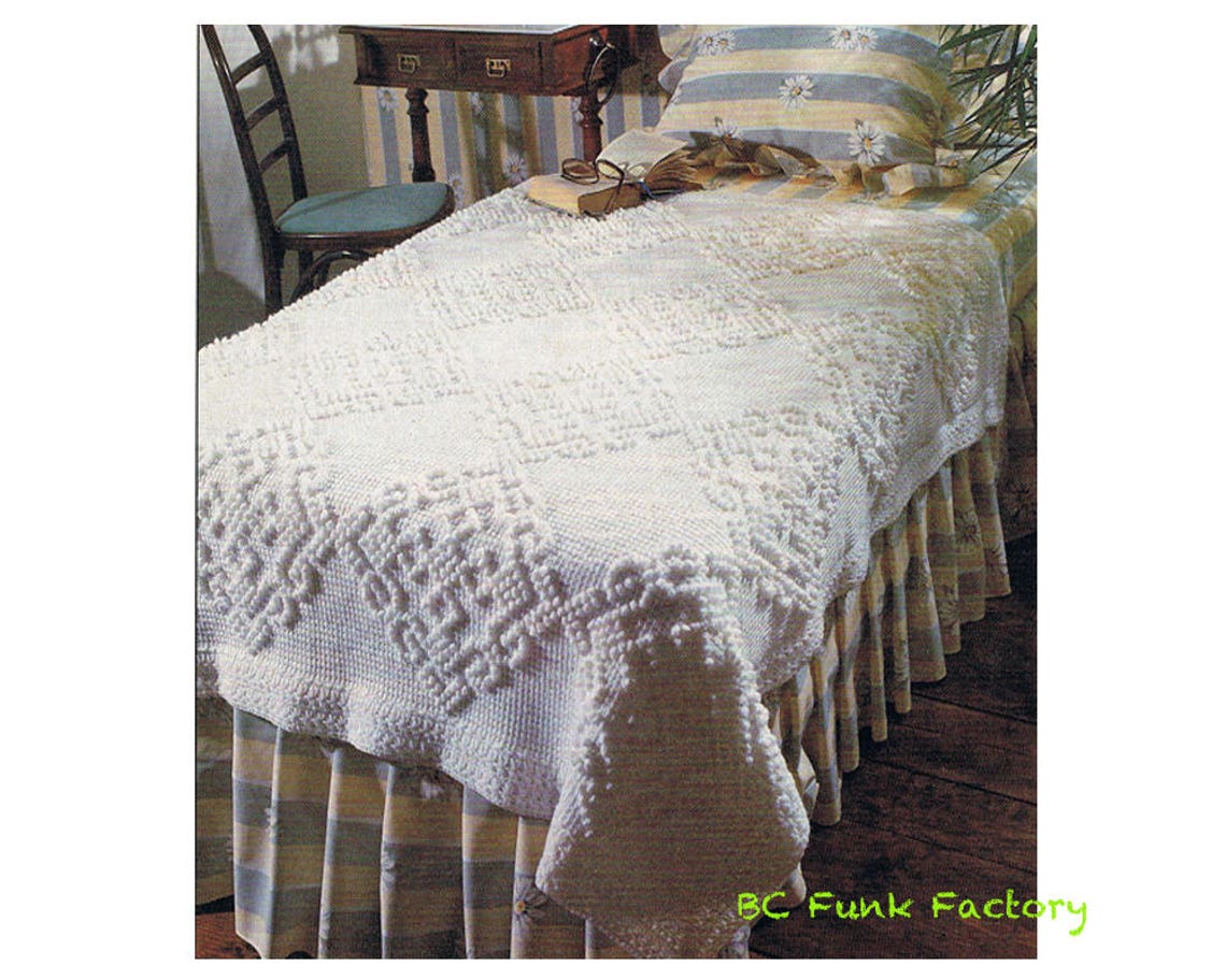 Afghan Crochet Pattern Candlewick Coverlet Afghan Stitch Etsy