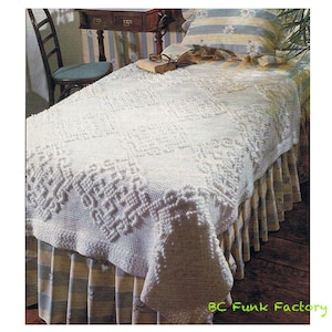 Afghan Crochet Pattern Candlewick coverlet Afghan Stitch following a Chart PDF Afghan Blanket Crochet Instant Download