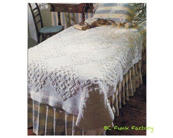 Afghan Crochet Pattern Candlewick coverlet Afghan Stitch following a Chart PDF Afghan Blanket Crochet Instant Download