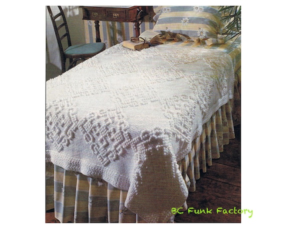 Vintage Crochet Candlewick Afghan blanket instant download crochet pattern