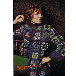 PDF Crochet Top Pattern - Granny Square Sweater Jacket - Tie Front - Long Sleeve - Sweater Coat - Women&#39;s Crochet Pattern Instant Download